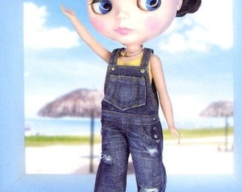 Pattern Used Denim Overalls for Blythe PDF English templates names,Sewing key included