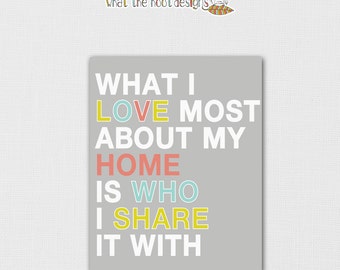 Printable What I love most about my home is who I share it with 8x10 - DIGITAL PRINT