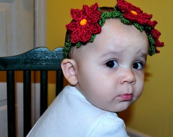 garland crochet flower pattern headband headband poinsettia crochet pattern garland pdf bracelet headband