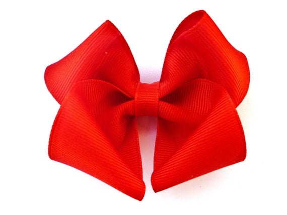 big Red Hair Bow Baby Toddler Girl Solid Color 3.5 Inch