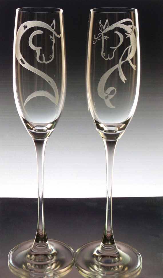 Wedding flutes Lenox crystal engraved champagne flutes