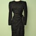 Beautiful Black Wrap Dress 1940s Rockabilly Pinup Style Repro - Classy Knee Length Long Sleeve - Wiggle Dress