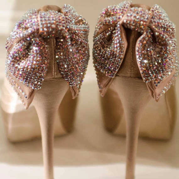Items similar to Champagne wedding shoes, Custom swarovski bridal shoes ...