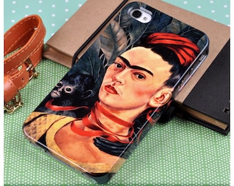 Frida Kahlo phone case for iPhone and Samsung. "Self Portrait with Monkey"