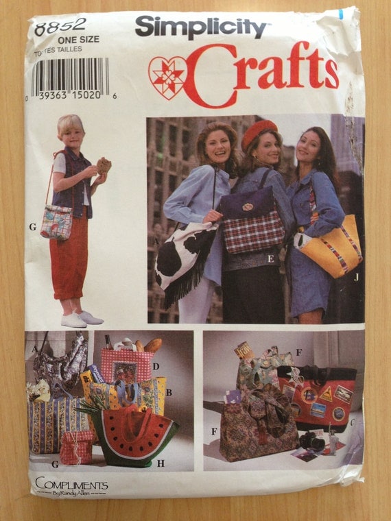 Simplicity 90s Crafts Sewing Pattern 8852 Hand Bags in Seven Styles UNCUT Sale
