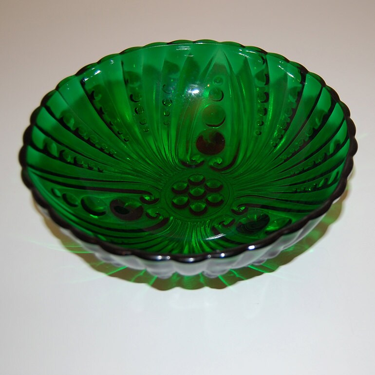 Vintage Depression Green Glass Bowl