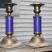 Vintage Brass Gold And Blue Neiman Marcus Candle Holders-Great Vintage Home Decor-Set Of Two