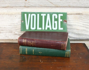 Vintage Industrial Voltage Sign -- Enamel Electric Fence Sign