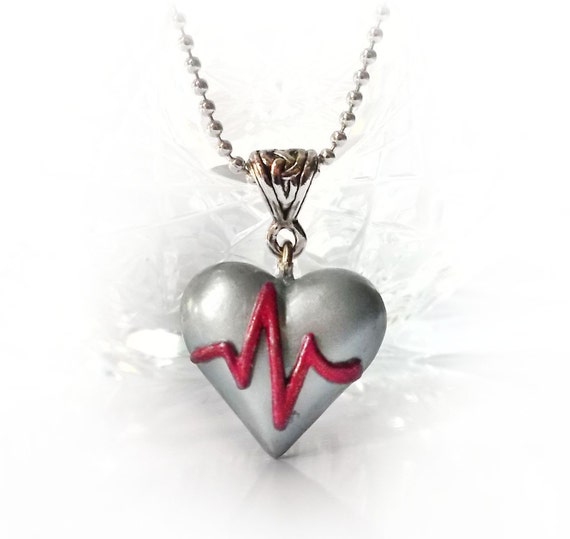 Items similar to ECG heart pendant, heart attack / heart disease ...