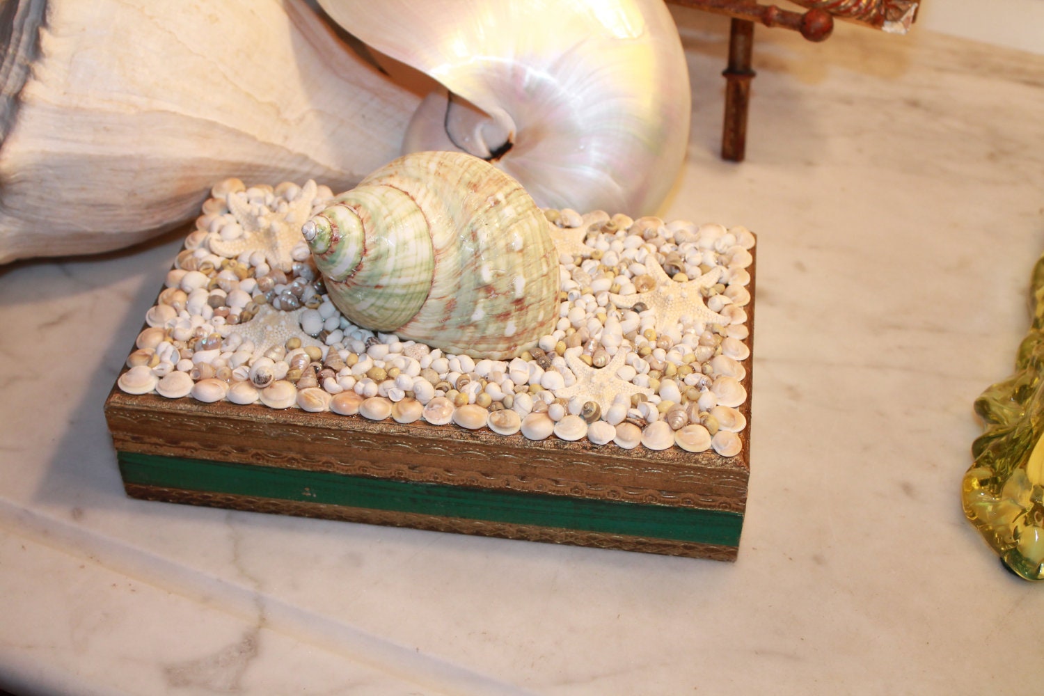 Florentine Seashell Jewelry Box/Seashell Embellished Box