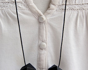 Black, Yellow/Cream Geometric Necklace