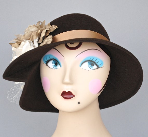 Items similar to Chocolate Brown Women's Hat, Brown Fur Felt Hat