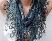 Gray -- Elegant scarf  lace scarf