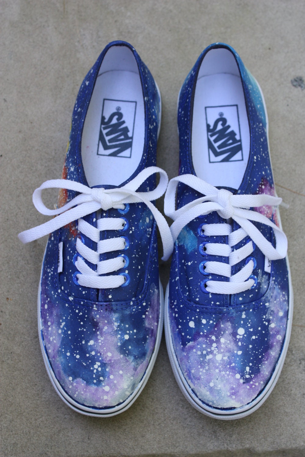 Galaxy Vans Sneakers Blue Custom Hand Painted
