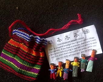 Trouble Dolls or Worry Dolls from Guatemala, Vintage Magic Dolls, 1970's, Party favors