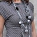 Black & White Necklace With Crocheted Beads / Patterened Metal Chains / Silent Film Diva