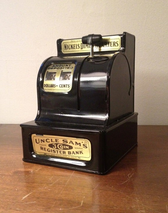 Vintage Uncle Sam's 3Coin Register Bank 1950s Metal