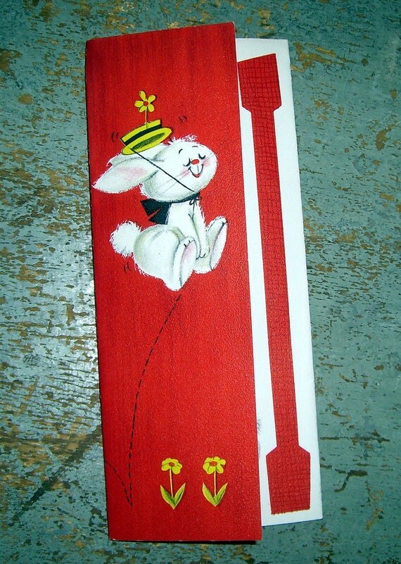 Vintage Cards Get Well Rabbit Red Hallmark Unused
