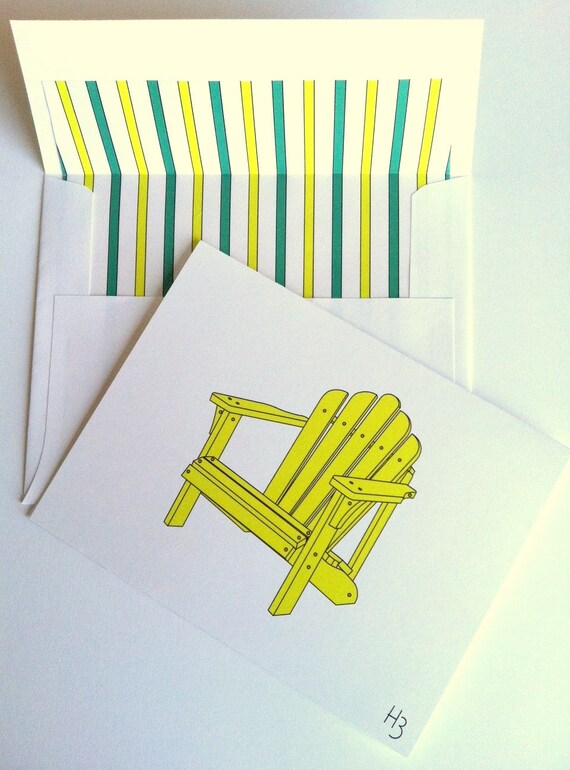 Coastal Note Card -Adirondack Chair Note Card with coordinating 