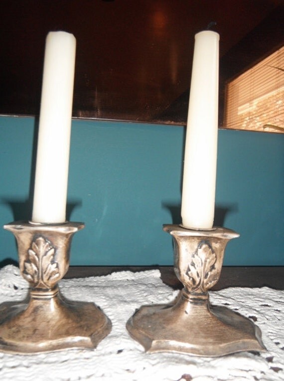 Vintage PLATE EP Lead Candle Stick Holder by GingerNIrie