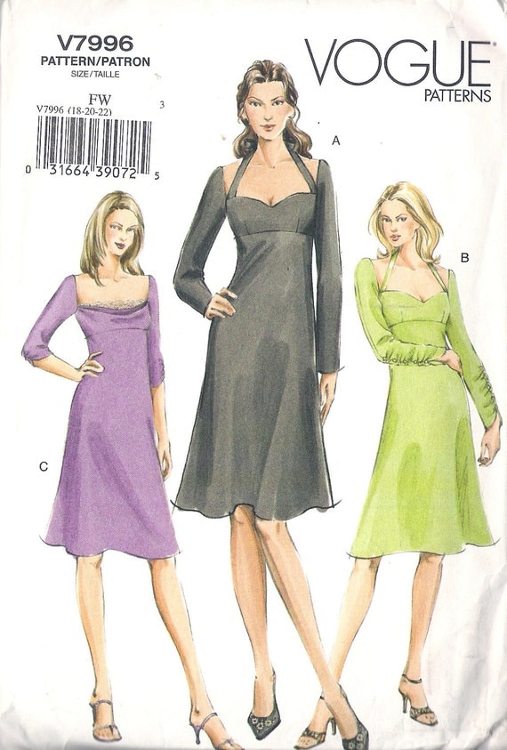 Vogue 7996 Misses' Long Sleeve Halter Dress by DejaVuPatterns