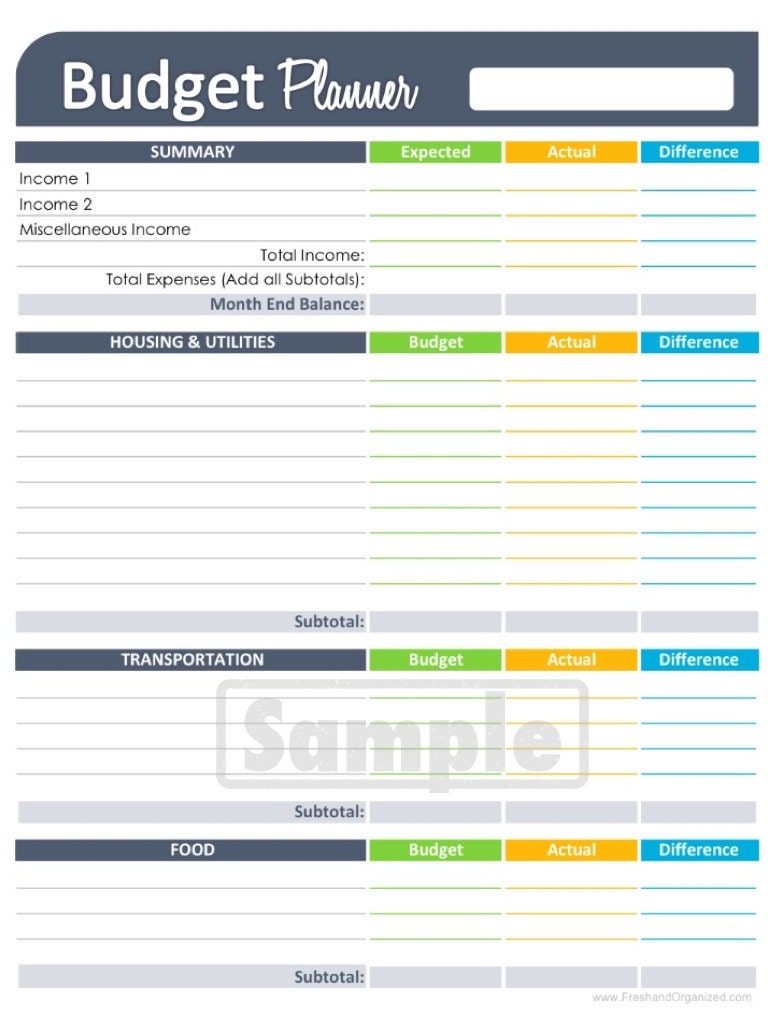 Simple Budget Planner Worksheet EDITABLE by FreshandOrganized