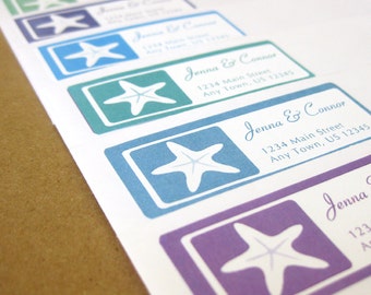Wedding Address Labels - Starfish Wedding, Beach Wedding, Personalized Return Address Label Stickers, Custom Wedding Return Address Labels