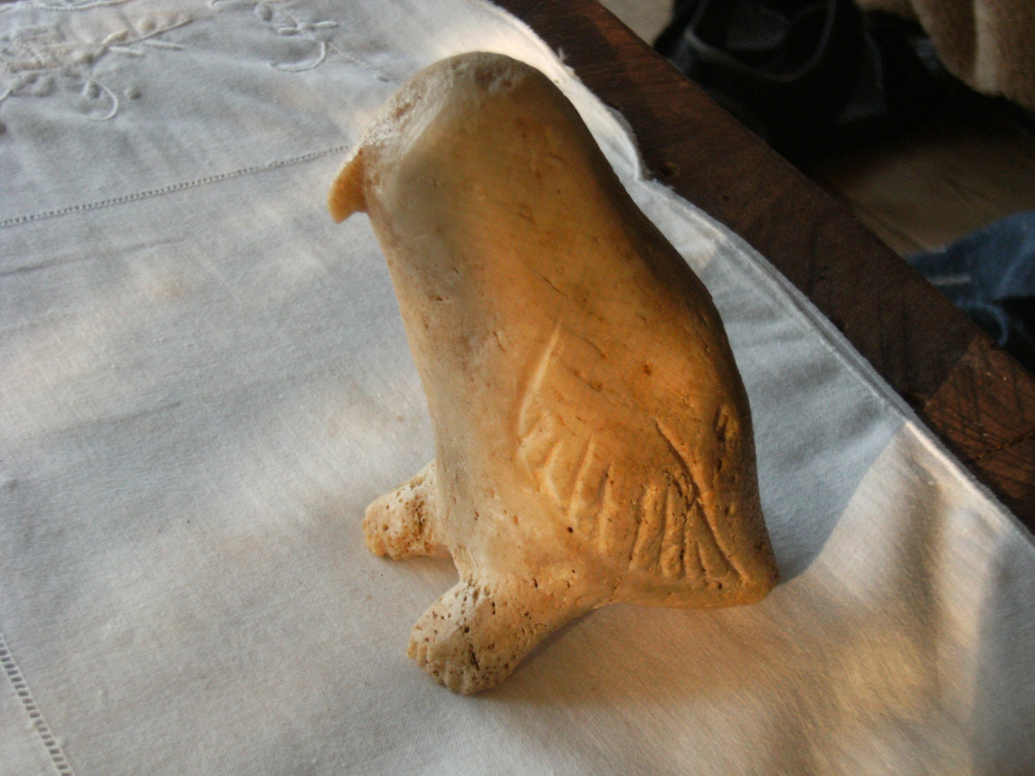 Inuit Eskimo Bone Carving of an Ookpik Snowy Owl of by MANITOUARTS