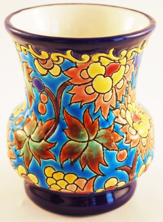 Items Similar To Antique Emaux De Longwy French Pottery Vase Rare Find   Il 570xN.404096944 P7zw 