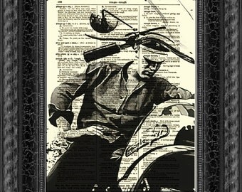 Elvis Presley on a Motorcycle, Dictionary Art Print, Wall Decor, Dictionary Page Art, Art Print, Mixed Media