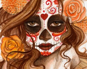 Persephone Day of the Dead Blonde Flowers pomegranate
