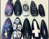 Items similar to Galactic Skull Studded Stiletto Press On Nails by Luxe ...