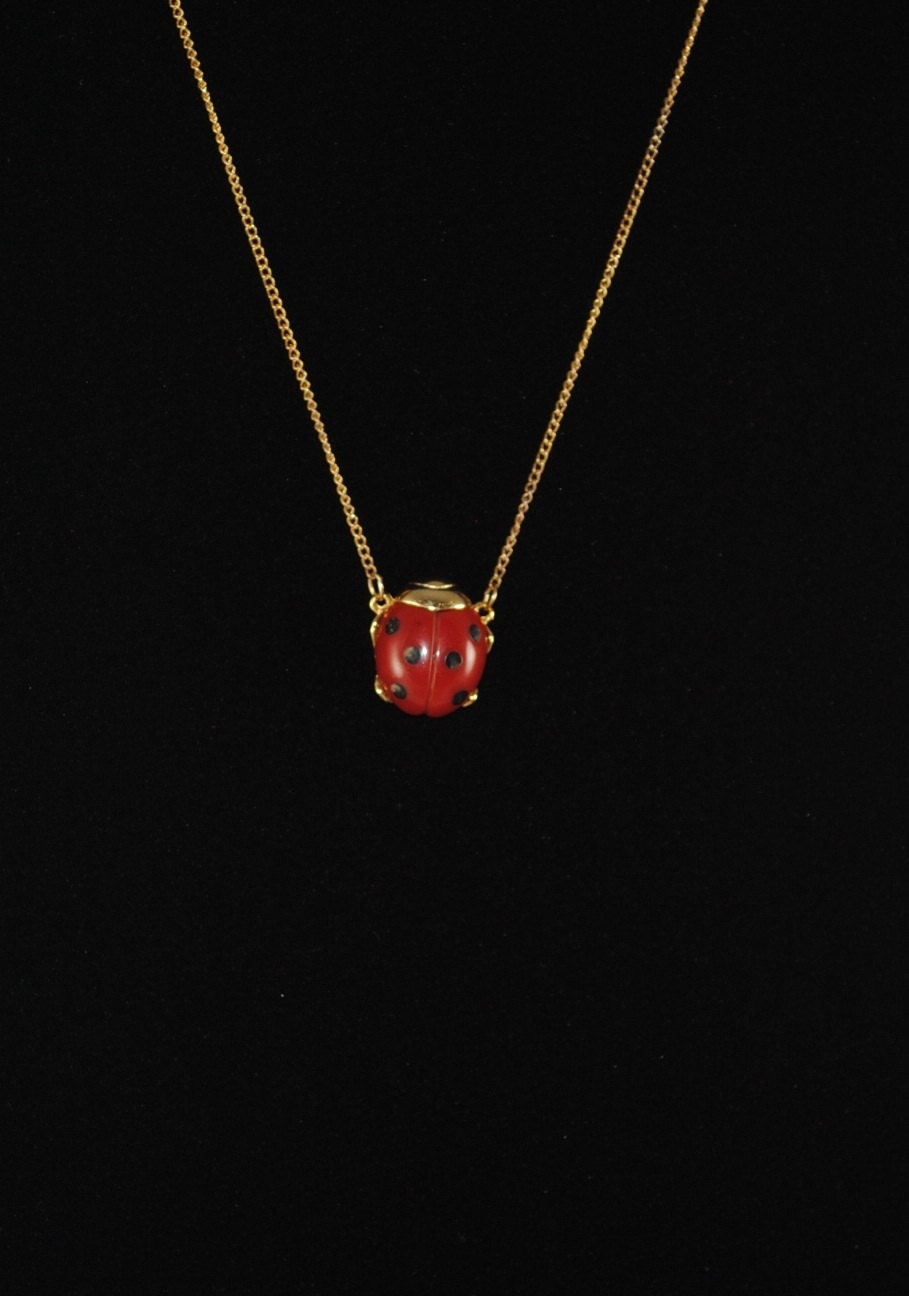 Ladybug Vintage Good Luck Small RED Ladybug Pendant 1960s