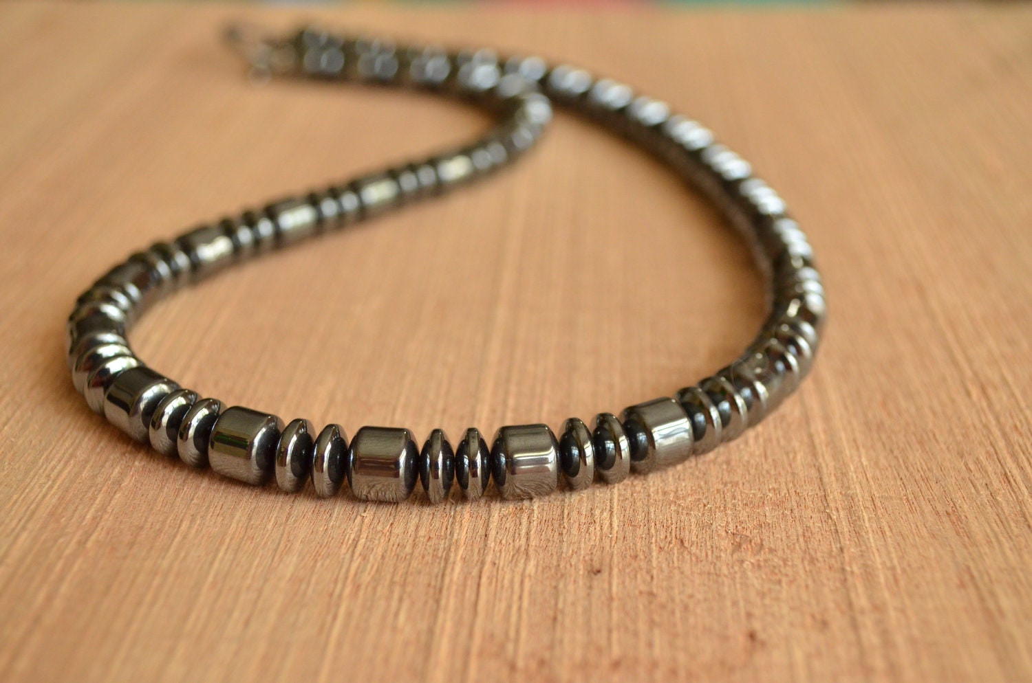 Garett Hematite Men's Beaded Necklace