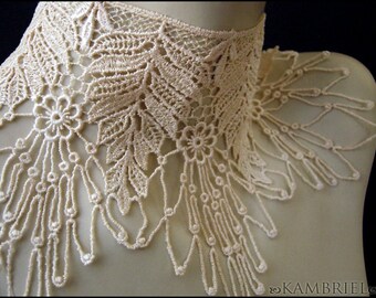 Ghostly Vintage Victoriana Choker by Kambriel - made from vintage English Lace with a Floral Spiderweb design