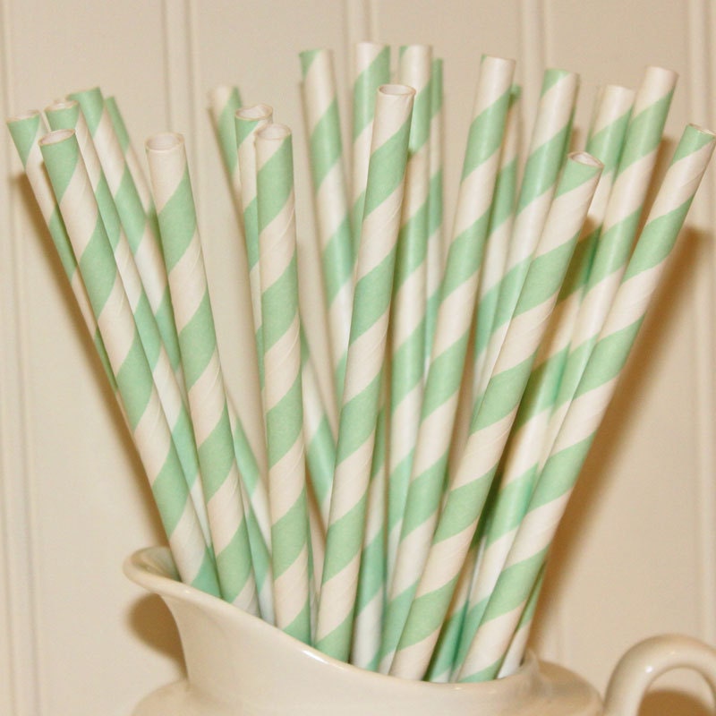 USA Paper Straws 25 Mint Green Paper Straws Wedding Straws