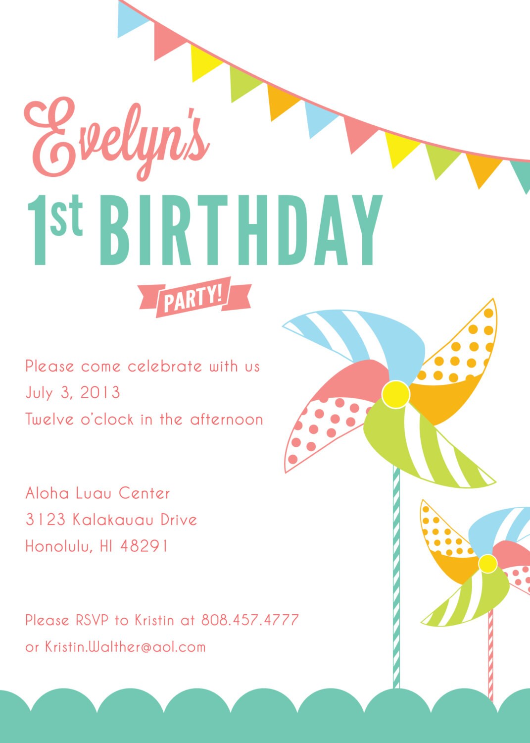 Pinwheel Birthday Party Invitations 1
