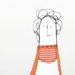 Reserved for Lidar -Mother , aunt, friend or grandmother - Curly woman Handmade cloth doll Dressed in orange dotted stripes and floral
