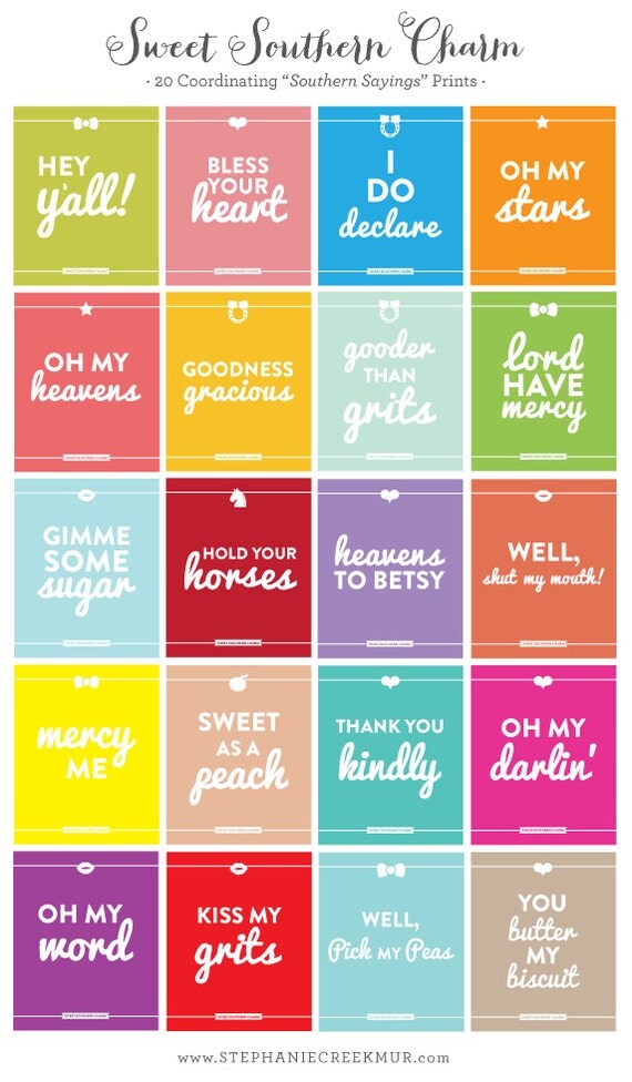 Southern Sayings: Pick 3 8 x 10 Sweet Southern Charm Prints