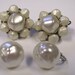 Vintage White Faux Pearl Non Pierced Earring Lot of two, Beaded Cluster & Baroque Pearl
