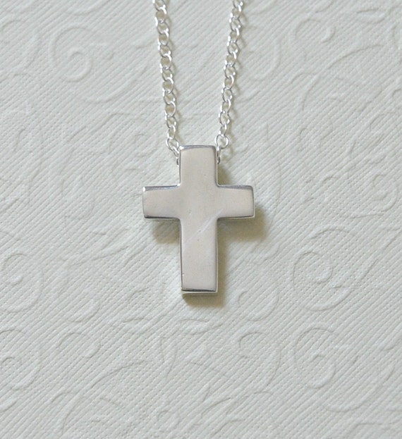 Silver faith cross    sterling guys cross necklace christian necklace  silver   religious for