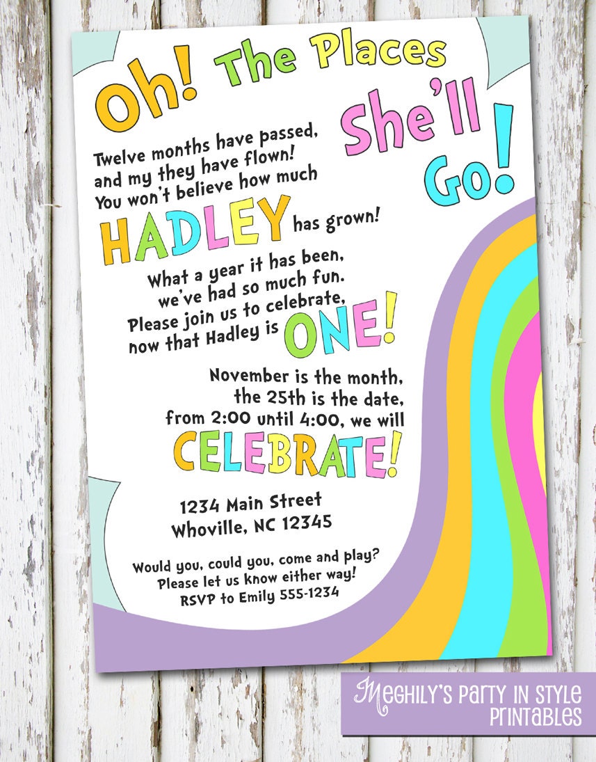 Oh The Places You'll Go Birthday Invite by Meghilys on Etsy