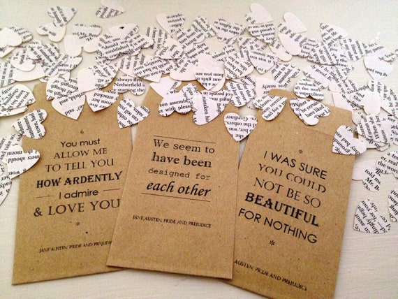 Pride and Prejudice Book Confetti for Vintage Wedding Jane Austen