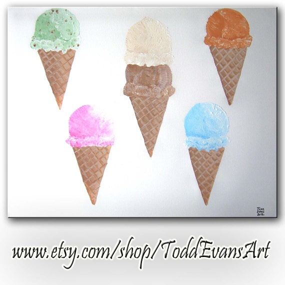 SALE Ice Cream Shop Art Canvas Wall Art Paintings by ToddEvansArt