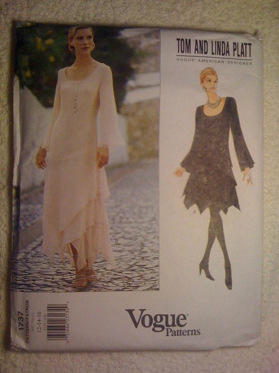 Vogue 90s Sewing Pattern 1737 by Tom and Linda Platt Misses Dress Size 12, 14, 16 Sale