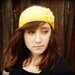 Yellow Knitted Headband - Crochet Flower with Swarovski Crystal center - Vintage Button - Headscarf Head Band Ear Warmer