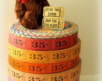 VINTAGE CARNIVAL TICKETS 50 Vintage Tickets Light Orange Lot A