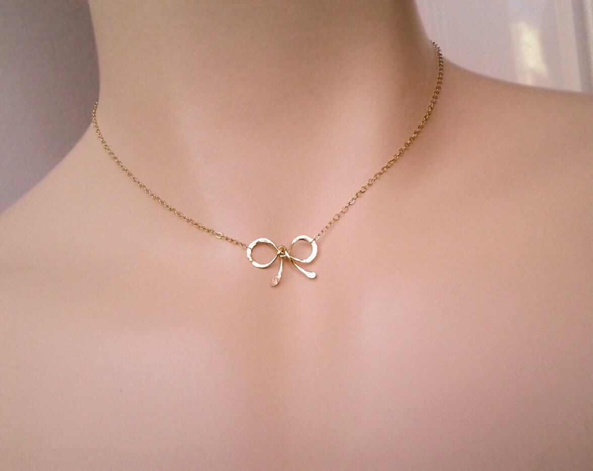 Bow Choker Necklace Love Knot Tiny Sweet 16 gift Bow