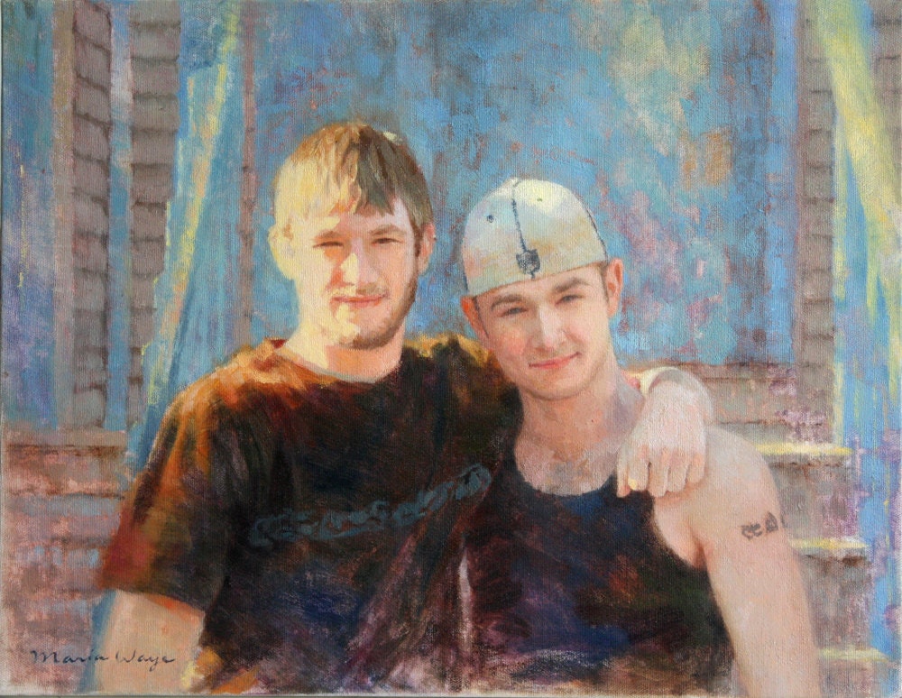 Custom portrait oil painting two people from photo by MariaWaye