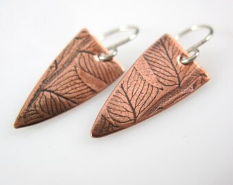 Fern Earrings, Copper Botanical Jewelry